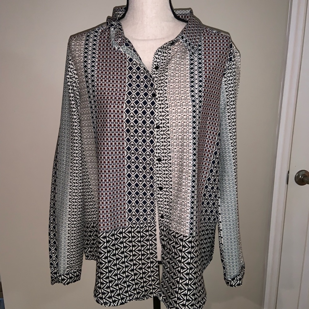 Boohoo Aztec print blouse size us 8